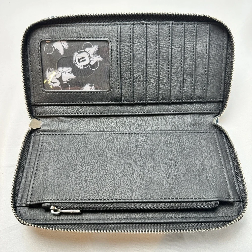 Loungefly Disney Minnie Mouse Denim Polka Dot Zip Around Wallet NWOT